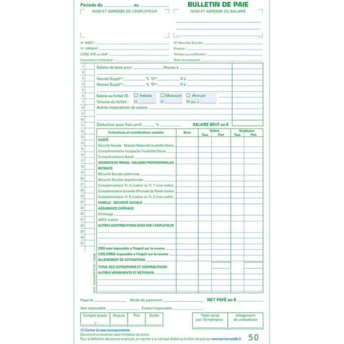 Bulletin de Paye Bulletin de Paye