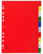 Jeu de 10 Intercalaires numériques en PP - Assortiment - 1 à 10 - 225 x 297 mm EXACOMPTA Visuel