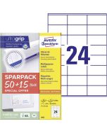 Étiquettes adhésives - 70 x 36 mm - Blanc AVERY Lot de 1560