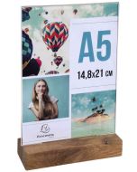 Présentoir avec socle en bois - Vertical - A5 - Cristal : EXACOMPTA Office image