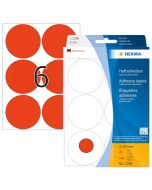 HERMA : Lot de 144 étiquettes adhésives rondes 2286 - 50,0 mm - Rouge fluo