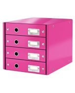 Photo Boite de classement WOW - 4 tiroirs Rose LEITZ Click et Store 6048-23