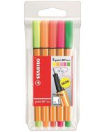 Photo STABILO : Lot de 5 stylos-feutres - Fineliner point 88 Mini 68805-1