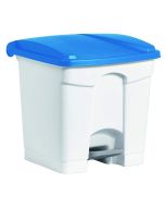Photo Poubelle à pédale avec couvercle - 30 litres - Blanc/Bleu : HELIT H2402034 