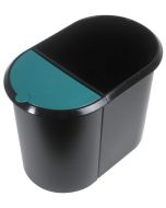 Photo Poubelle en plastique - Duo System - Noir/Vert : HELIT H6103994