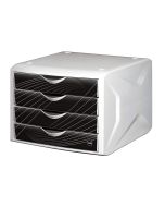 Photo Bloc de rangement - 4 tiroirs : HELIT Caméléon Blanc Black king H6129595
