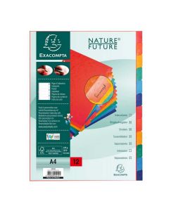 EXACOMPTA : Jeu de 12 intercalaires neutres en carte lustrée 2212E