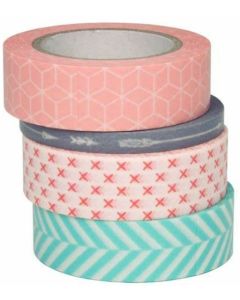 Ruban décoratif autocollant - Géométrique : FOLIA Washi Tape Lot de 4 Photo