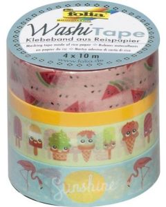Ruban décoratif autocollant - Tropical : FOLIA Washi Tape Lot de 4 Visuel