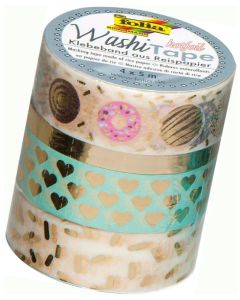 Ruban décoratif autocollant - Hotfoil or II : FOLIA Washi Tape Lot de 4 Photo