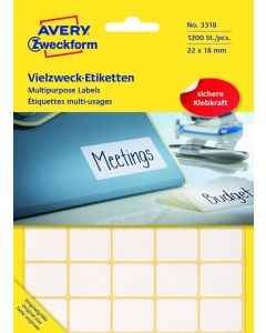 AVERY 3318 : Etiquettes adhésives 22 x 18 mm - Blanc