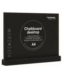 Présentoir de Table - A4/Paysage - Ardoise avec socle en bois Noir : EUROPEL image