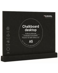 Présentoir de Table - A5/Paysage - Ardoise avec socle en bois Noir : EUROPEL image