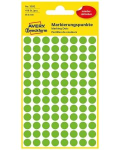 Pastilles adhésives amovibles - 8 mm - Vert AVERY Lot de 416