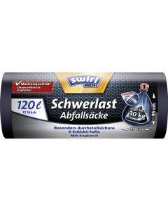 Photo Lot de 12 sacs poubelle avec cordelette - 120 litres - Noir SWIRL 4006508215775