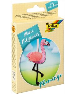Kit de couture en feutrine pour fabriquer un Porte-clé - Flamand Rose : FOLIA Filzinies Visuel