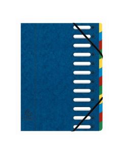 Trieur avec élastiques - Bleu - 12 compartiments EXACOMPTA