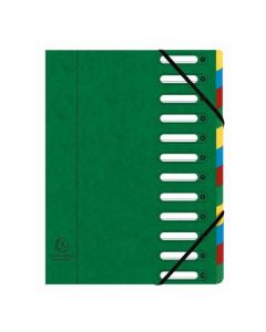 Trieur avec élastiques - Vert - 12 compartiments EXACOMPTA