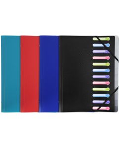 EXACOMPTA : Trieur avec élastiques - 12 compartiments 55180E assortiment