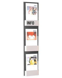 Présentoir à prospectus mural - 3 bacs pour format A4 / A5 / DL : KERKMANN First Image