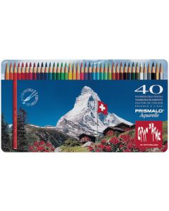 999.340 CARAN D'ACHE : Étui de 40 crayons de couleurs hexagonal Prismalo  - Assortiment