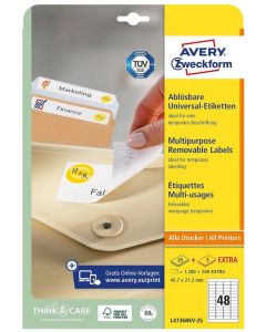 Étiquettes amovibles - Blanc - 45,7 x 21,2 mm AVERY Ecologique Lot de 1440