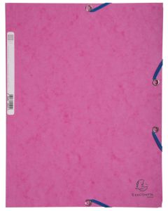 Chemise à élastiques 3 rabats Carte lustrée 400g - Rose : EXACOMPTA Photo