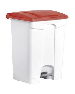 Photo Poubelle à pédale avec couvercle - 70 litres - Blanc/Rouge HELIT H2402225