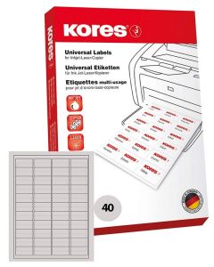 Étiquettes adhésives - 48,5 x 25,4 mm : KORES L4825