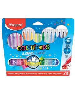 MAPED 845021 : Lot de 18 feutres - Color'Peps - Assortiment de couleurs