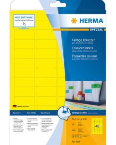 Étiquettes adhésives 45,7 x 21,2 mm Jaune HERMA 4366