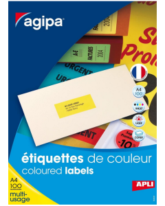 Photo Étiquettes adresses jaunes fluo 210 x 297 mm AGIPA 100754