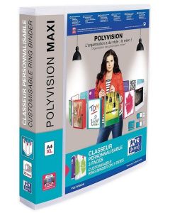 Photo Classeur personnalisable 4 anneaux - Dos 40 mm - Incolore OXFORD Polyvision Maxi