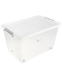 Photo Boite de rangement à roulettes - 60 L - Transparent KEEEPER Lars