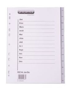 Photo Intercalaire mensuel en plastique - Jan à Déc - A4 : PRO-OFFICE