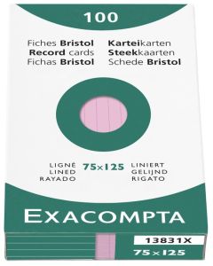 Photo Fiches Bristol lignées - 75 x 125 mm - Rose EXACOMPTA Image