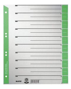 Photo Intercalaires en carton - 240 x 300 mm - Gris/Vert : LEITZ Lot de 100 - 1652-00-55