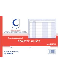 Photo Registre des Achats - Auto-Entrepreneur ELVE