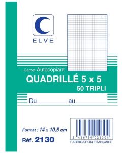 Photo Carnet quadrillé 140 x 105 mm - Autocopiant Tripli ELVE