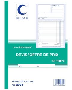 Photo Carnet de devis autocopiant Tripli - 297 x 210 mm ELVE