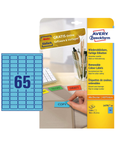 Photo Mini-Étiquettes - 38,1 x 21,2 mm - Bleu AVERY