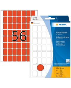 Photo HERMA 2342 : Lot de 1792 étiquettes - 12,0 x 18,0 mm - Rouge