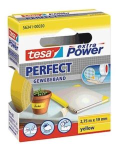 Photo TESA 00030-03 : Ruban adhésif toile extra Power - Jaune - 19 mm x 2.75 m