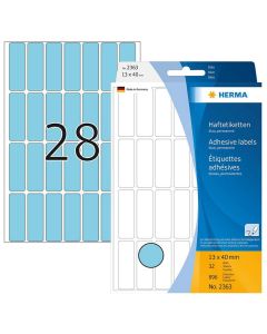 Photo HERMA 2363 : Lot de 896 étiquettes - 13,0 x 40,0 mm - Bleu