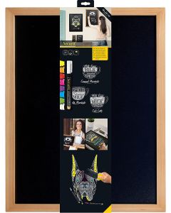 Ardoise murale - Cadre teck - 400 x 600 mm : SECURIT Woody Visuel