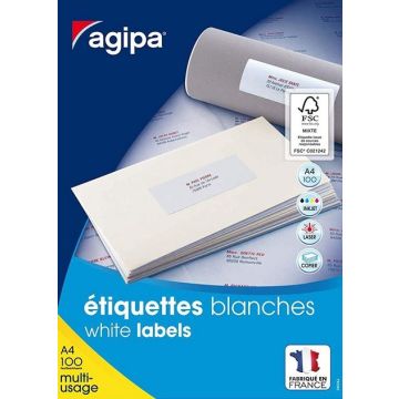 Étiquettes adhésives blanches - 105 x 48 mm : AGIPA Lot de 1200 image