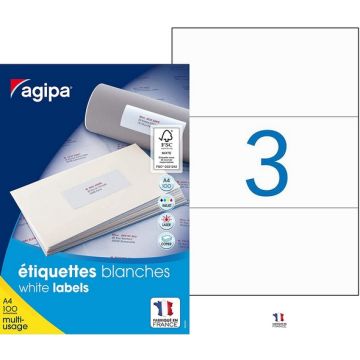 Étiquettes adhésives blanches - 210 x 99 mm : AGIPA Lot de 300 image