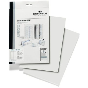 Bristols PC pour Badges - A6 : DURABLE Lot de 80 Modèle