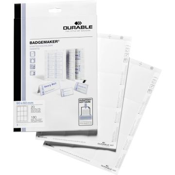 Bristols PC pour Badges - 60 x 90 mm : DURABLE Lot de 180 Visuel