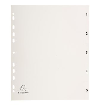 EXACOMPTA : Jeu de 5 intercalaires numériques en polypropylène 1 à 5 Classement
